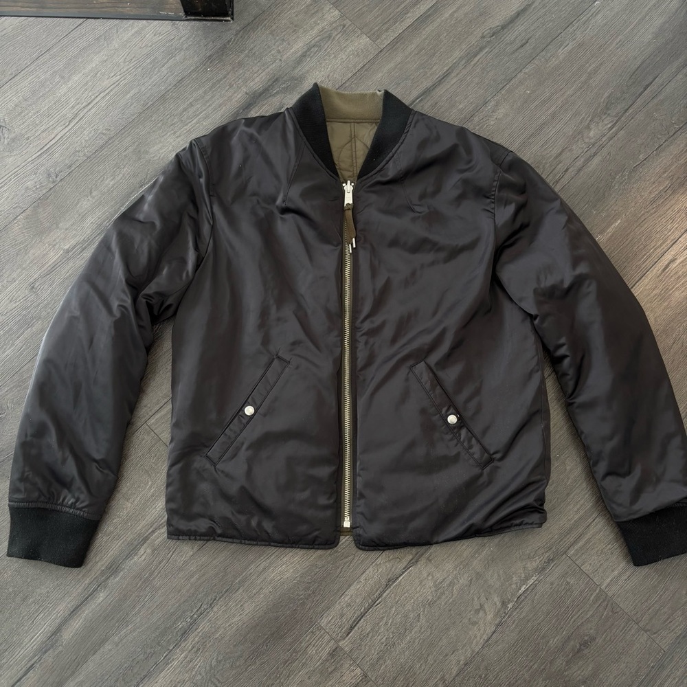 All Saints Bassett Reversible Jacket Mens Bomber Size XL Military Green Quilted